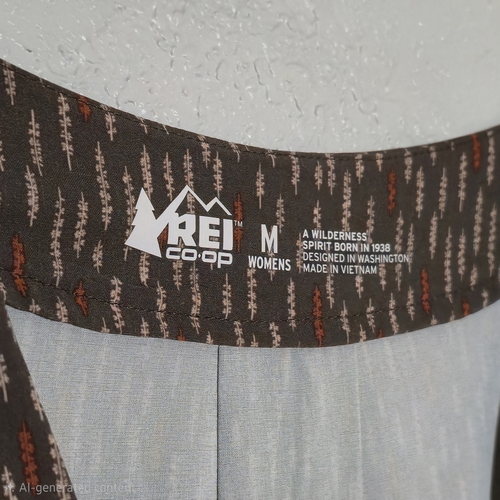 REI Co-op Green Print Casual Dress | V-Neck, Drawstring Waist | Size M - Picture 2 of 9